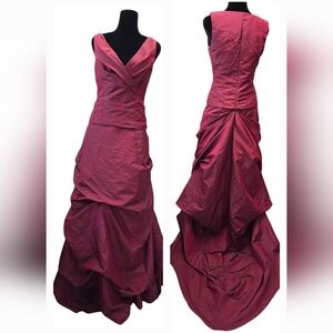 David's Bridal 2-Piece Burgundy Set Skirt With Tulle & Train Size 4